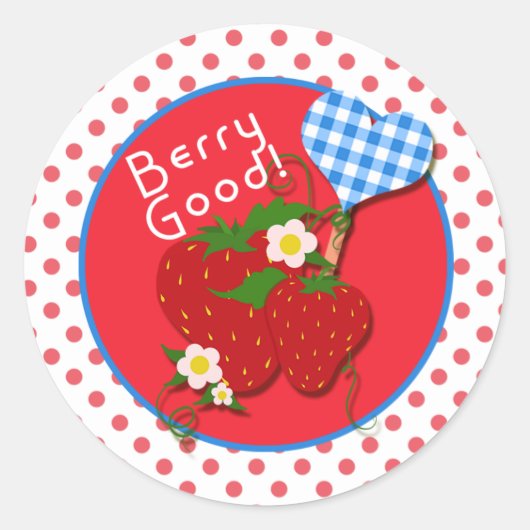 Berry Good, aardbei, Gingham Heart, Sticker (Voorkant)