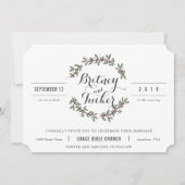 Berry Green Laurel Vintage Wedding Invitation (Devant)