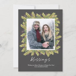 Berry & Greens Floral Blessings Lijst met kerstmis Feestdagenkaart