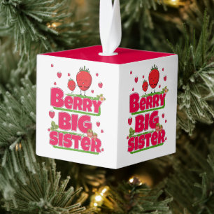 Berry grote zus - Schattigee aardbei woordspeling Kubus Ornament