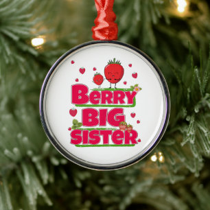 Berry grote zus - Schattigee aardbei woordspeling Metalen Ornament