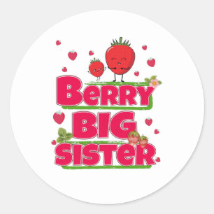 Berry grote zus - Schattigee aardbei woordspeling Ronde Sticker