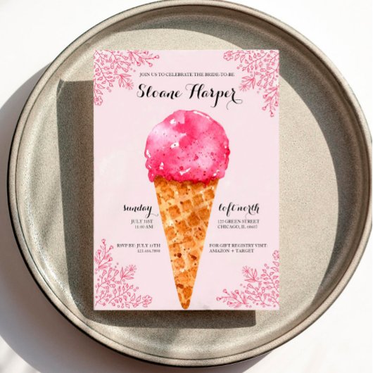 Berry Ice Cream Social Douche nuptiale Invitation