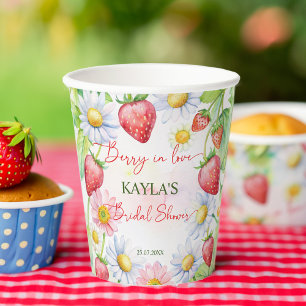 Berry in love aardbei vrijgezellenfeest bedrukt papieren bekers