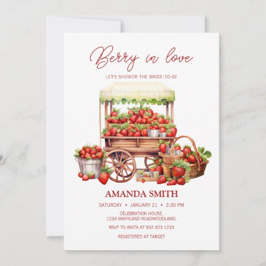 Berry In Love Invitation de la douche nuptiale (Devant)