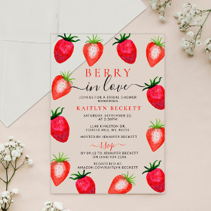 Berry in Love Strawberry Vrijgezellenfeest Acryl Uitnodigingen