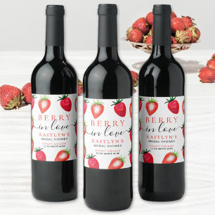 Berry in Love Strawberry Vrijgezellenfeest Wijn Etiket