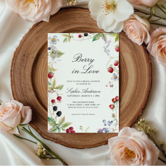 Berry in Love Vrijgezellenfeest Elegant Floral Kaart