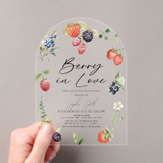 Berry in Love Watercolor Berries Bridal Shower Acryl Uitnodigingen