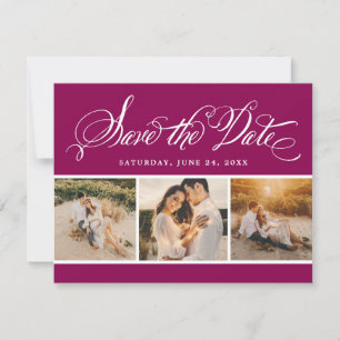 Berry kalligrafie script bruiloft foto collage save the date