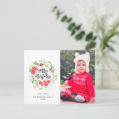 Berry Krans Vrolijk Kerstfeest Waterverf Foto Briefkaart (Staand voorkant)