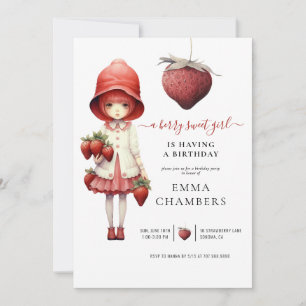 Berry Lief Meisje Verjaardagsfeestuitnodiging Kaart