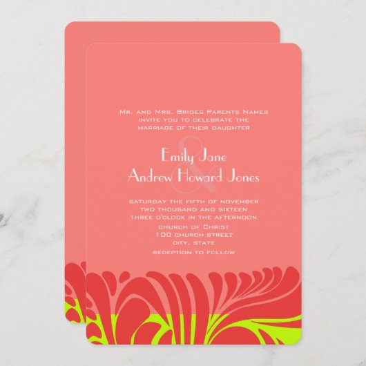 Berry Lime Delight Swirl Faire-part de mariage (Devant / Derrière)