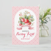 Berry Lovely First Birthday Party Invitation (Debout devant)