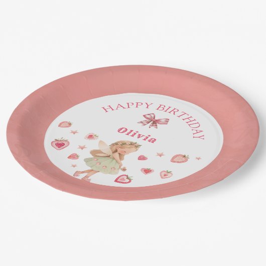 Berry Magical Fairy Girl eerste verjaardagsfeestje Papieren Bordje (Gekanteld)