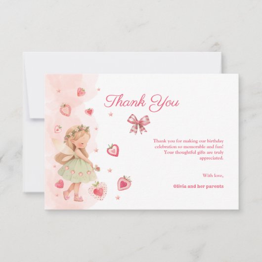 Berry Magical Fairy Girl Verjaardagsfeestje Bedankkaart (Voorkant)