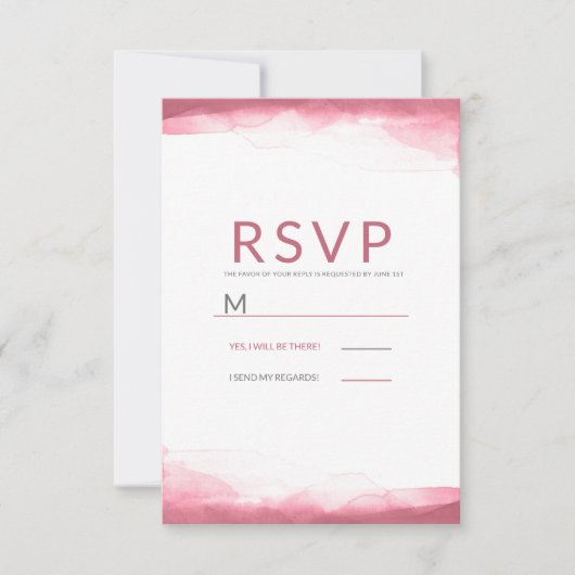 Berry Mauve Aquarelle rose Mariage moderne RSVP (Devant)