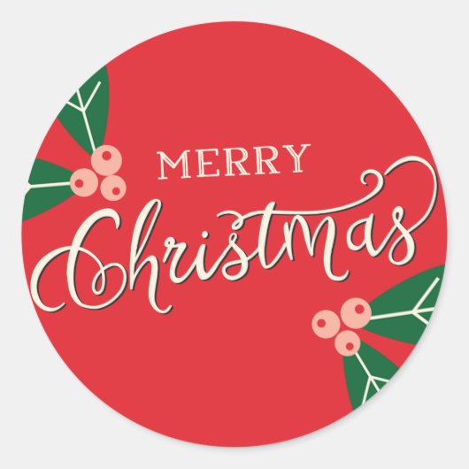 Berry Merry Christmas Gift Label Sticker (Voorkant)