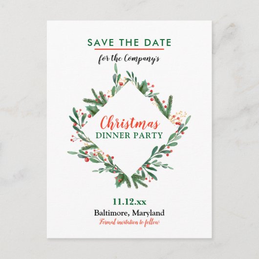 Berry Merry kerst | Winterfeestdag Aankondigingskaart (Voorkant)