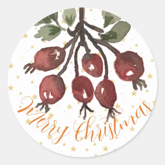 Berry Merry kerststicker Ronde Sticker (Voorkant)