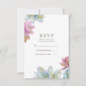 Berry Mint & Gold Garden Succulenten Bruiloft RSVP Kaart (Voorkant)