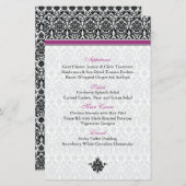 Berry Paars, Black, White Damask Menu Kaart (Voorkant / Achterkant)
