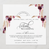 Berry, Paars en Blush Floral Virtual Wedding Kaart (Voorkant / Achterkant)