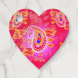 Berry Paisley Heart Gift Label