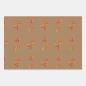 Berry Pattern Olive Green Magenta Brown Inpakpapier Vel (Voorkant)