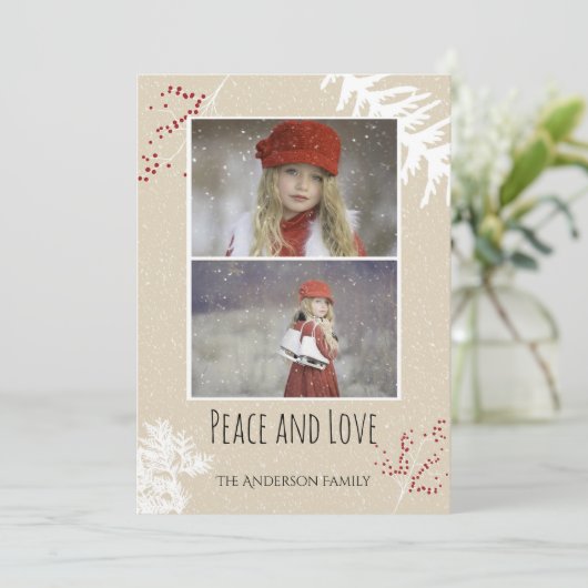 Berry Peace and Love Feestdagenkaart (Staand voorkant)