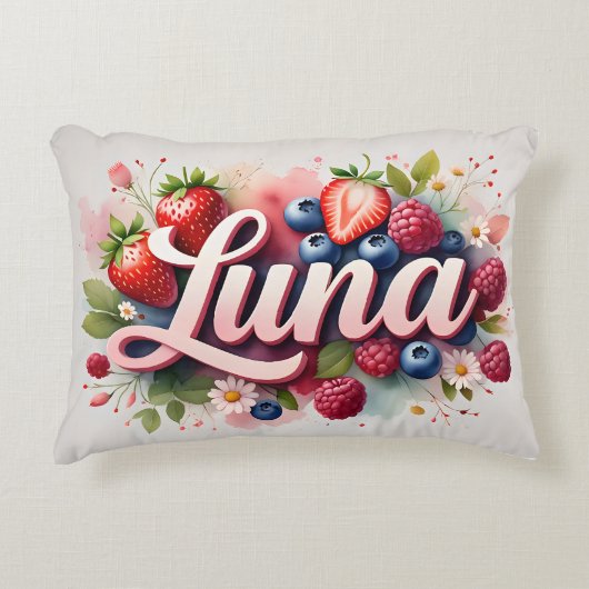 Berry personnalisé Nom Floral Coussin - Luna (Devant)