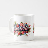Berry personnalisé Nom floral Mug - Charlotte (Devant gauche)