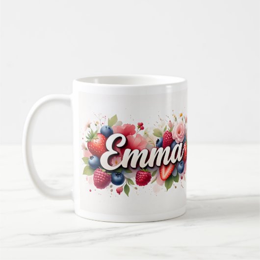 Berry personnalisé Nom floral Mug - "Emma" (Gauche)
