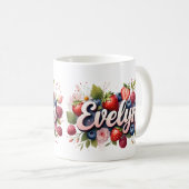 Berry personnalisé Nom floral Mug - Evelyn (Devant droit)