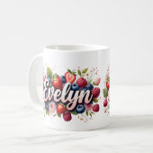 Berry personnalisé Nom floral Mug - Evelyn (Devant gauche)