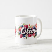 Berry personnalisé Nom floral Mug - Olivia (Devant droit)