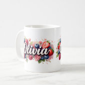Berry personnalisé Nom floral Mug - Olivia (Devant gauche)
