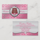 Berry Pink Cake Couture Glitzy Damask Cake Bakery Visitekaartje (Voorkant / Achterkant)