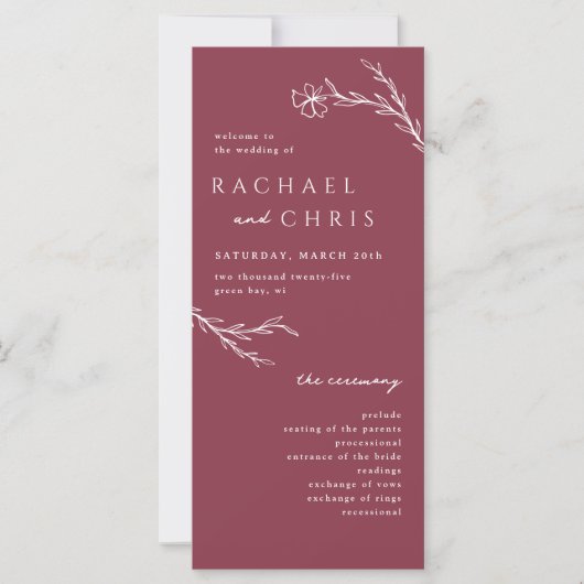 Berry Pink Modern Stencil Floral Botanisch Program (Voorkant)