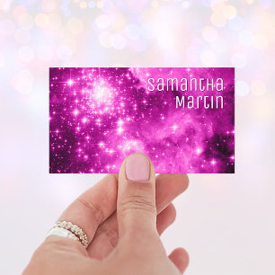 Berry Pink Sparkly Stars Celestial Photo Visitekaartje