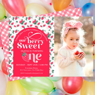 Berry premier anniversaire fraise Invitation d'ann