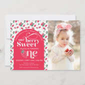 Berry premier anniversaire fraise Invitation d'ann (Devant)