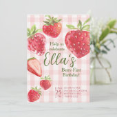 Berry premier été fraise Anniversaire Invitation (Debout devant)