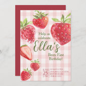 Berry premier été fraise Anniversaire Invitation (Devant / Derrière)