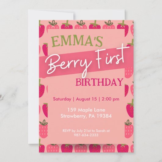 Berry Première Invitation Anniversaire, Premier An (Devant)