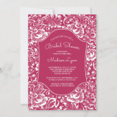  Berry Red Damask Bridal Shower Kaart (Voorkant)