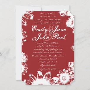 Berry Red  Flower Weddings Kaart