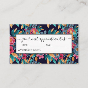 Berry Red Navy Mustard Waterverf Flowers Art Afsprakenkaartje