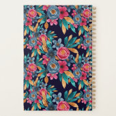 Berry Red Navy Mustard Waterverf Flowers Monogram Planner (Achterkant)