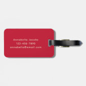 Berry Retro Vibe Bladpatroon Monogram Bagagelabel (Achterkant horizontaal)